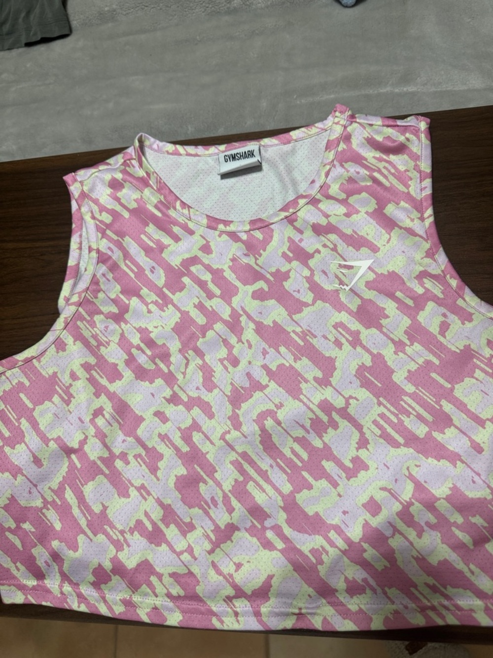 Gymshark Pink & Cream Camo Crop Tank Top